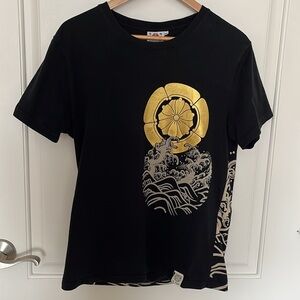 Japanese Ukiyo-e Style Carp Design T-Shirt Short Sleeve XL runs small